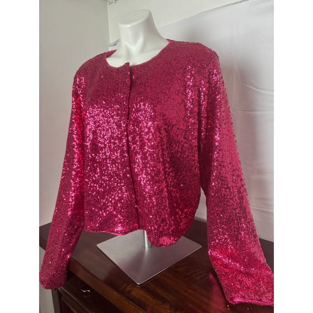 Good American Sequin Cardigan in Ballerina Pink, Size 4XL, NWT